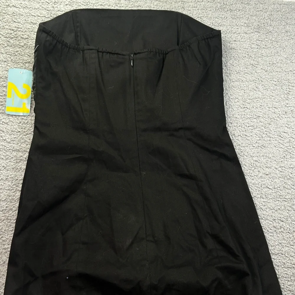 Forever 21 Strapless Cocktail Dress Satin Bow Black S Y2K 2000s Deadstock LBD
